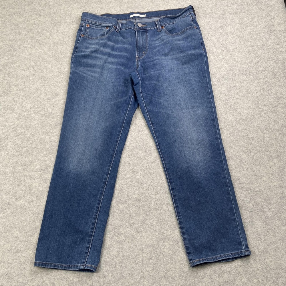 Levis Boyfriend Jeans Womens 30 (34x26) Blue High Rise Relaxed Stretch Denim